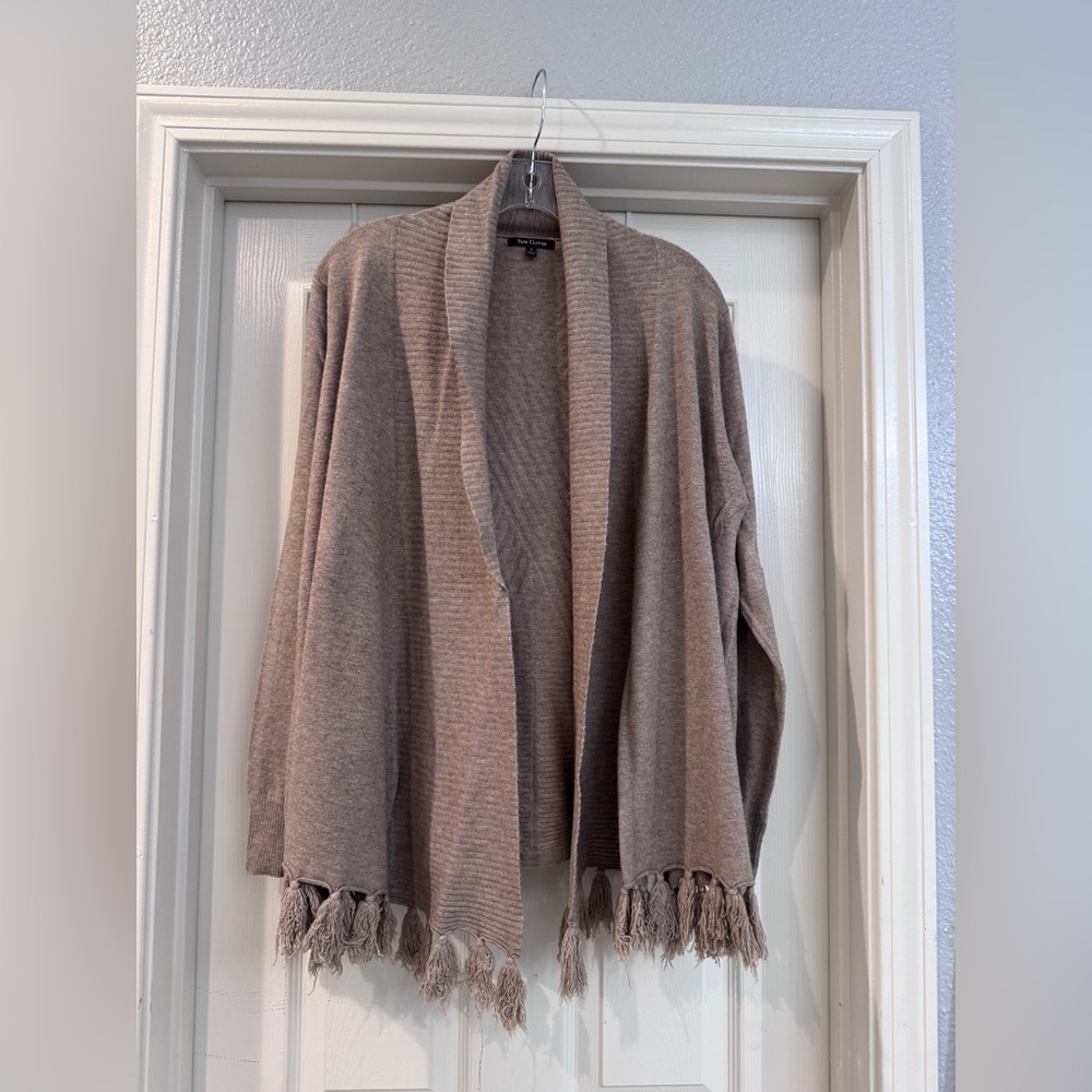 Pink Clover Taupe Cardigan Sweater Long Knit